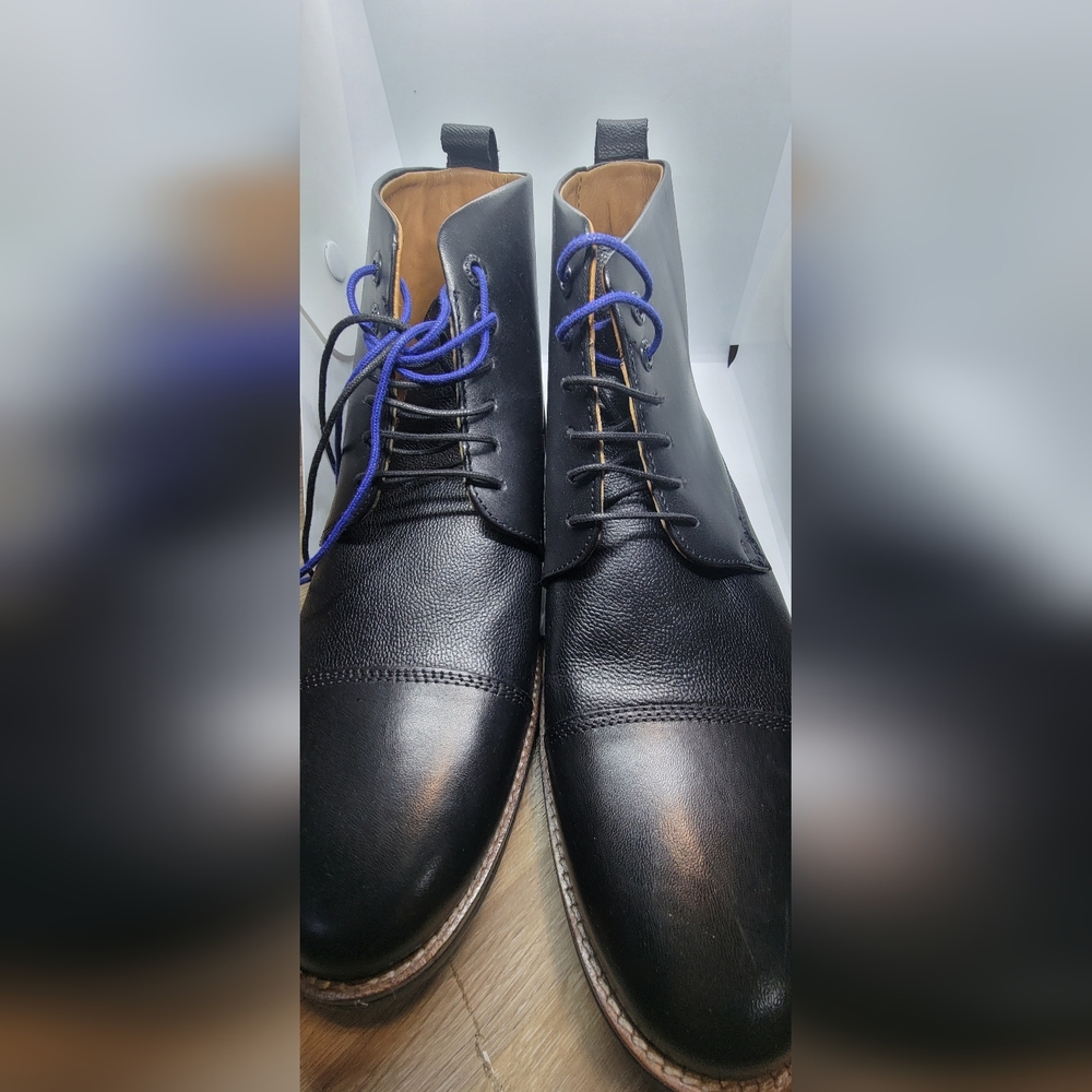 Hush Puppies Black Chukka Boots with Blue Laces